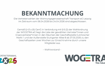 Wahlbekanntmachung Vertreterwahl: Liste mit Wahlergebnissen liegt zur Einsicht aus