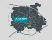 Wohnen am Silbersee 2-Raumwohnung mit Balkon in Lößnig - Stadtteilkarte